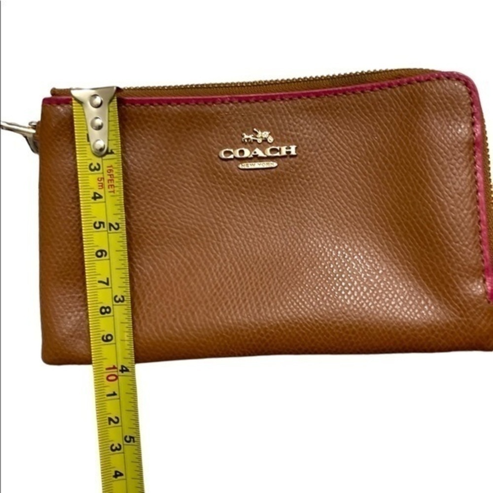 Coach brown double zipper wristlet bag - Picture 3 of 13